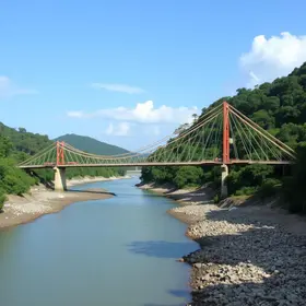 Construção da passarela sobre o Rio Bracuí