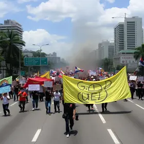 manifestação na Rodovia Rio-Santos