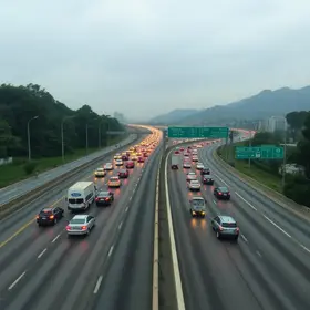 bom fluxo de veículos na rodovia Rio-Santos